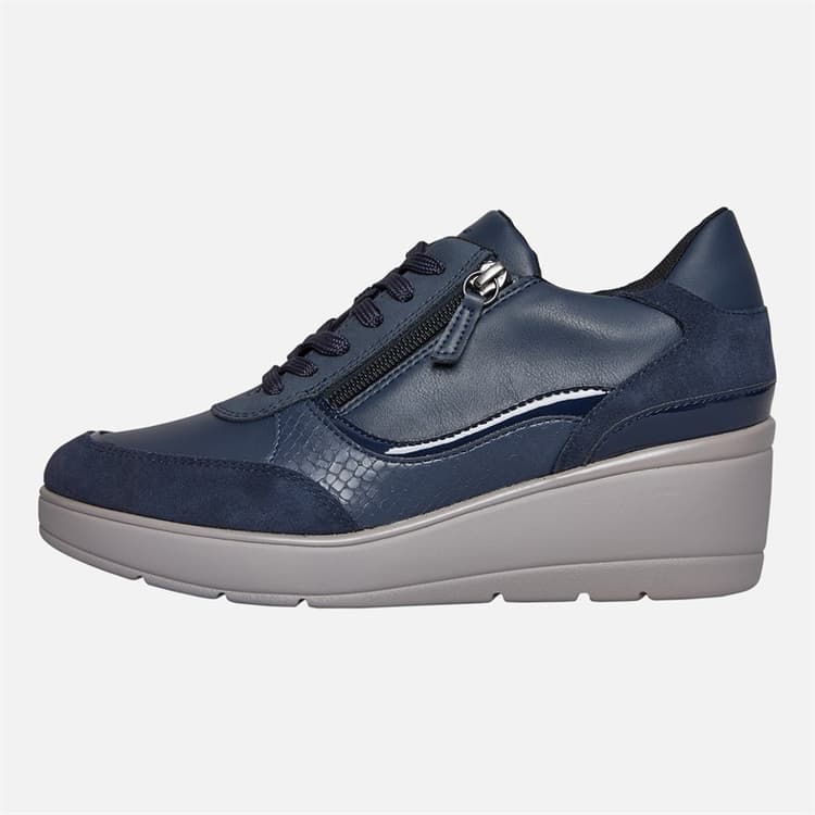 GEOX Dames Ilde Sleehak Rits Sneakers Navy
