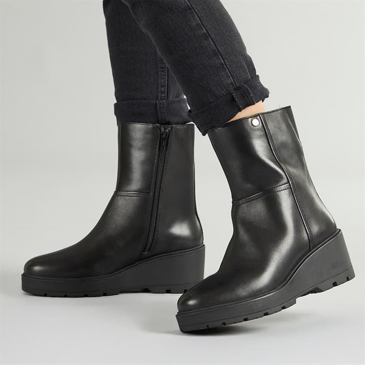 GEOX Dames Miereille Sleehak Enkellaarsjes Zwart