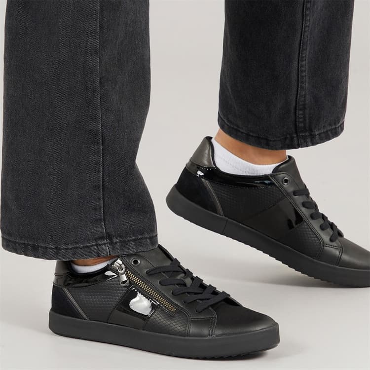 GEOX Dames Blomie Zip Sneakers Zwart