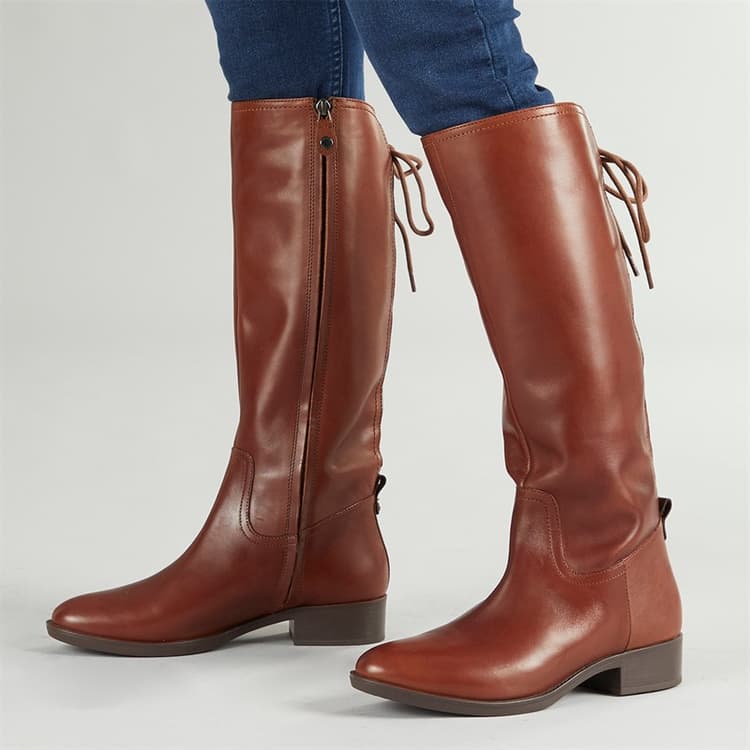 GEOX Dames Felicity Hoge Knielaarzen Stretch Bruin