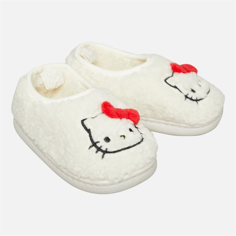 Hello Kitty Meisjes Volledige Borg Pantoffels Wit / Rood - Afbeelding 1