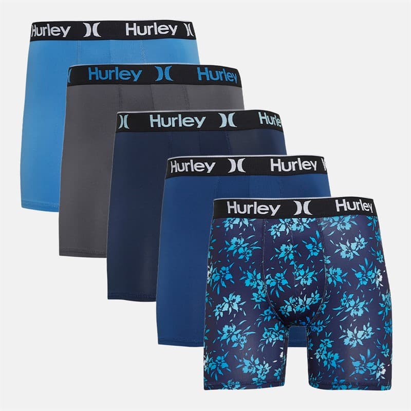 Hurley Heren Regrind Set van 5 Boxer Briefs Helder Blauw - Afbeelding 1