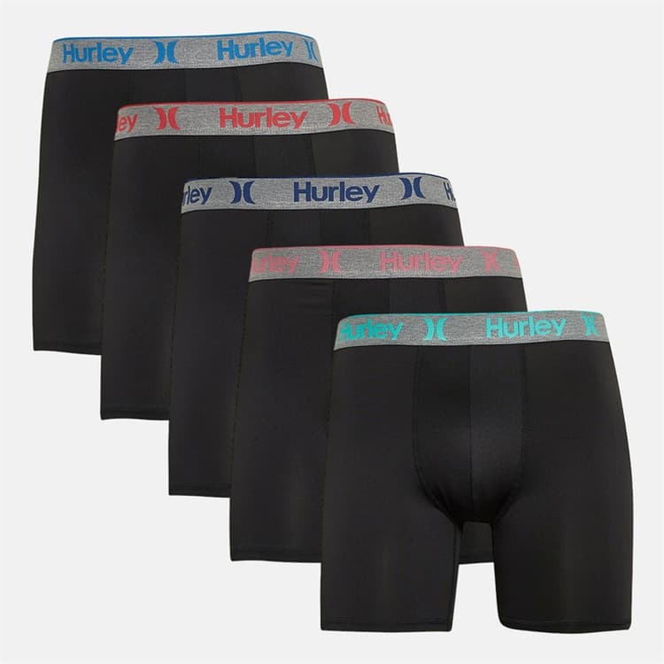 Hurley Heren Set van 5 Boxer Onderbroeken Zwart / Fel