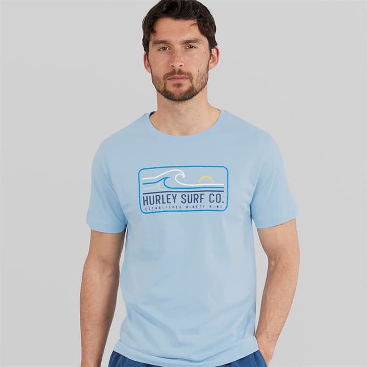 Hurley Heren Wave Grafisch T-shirt Baby Blue