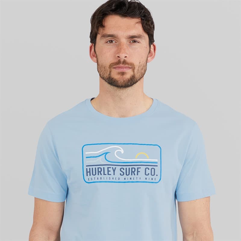 Hurley Heren Wave Grafisch T-shirt Baby Blue - Afbeelding 3