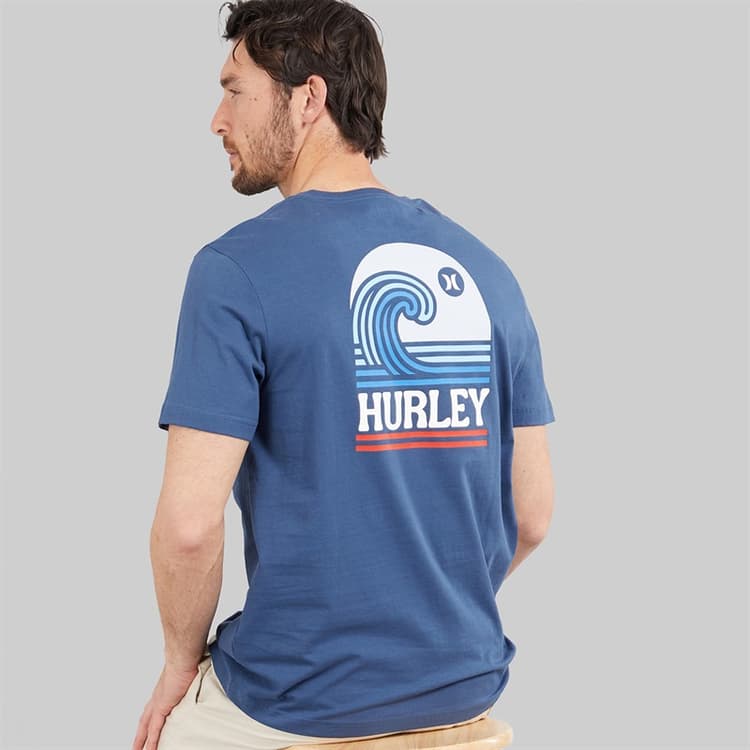Hurley Heren surf golf grafisch T-shirt Industrial Blue