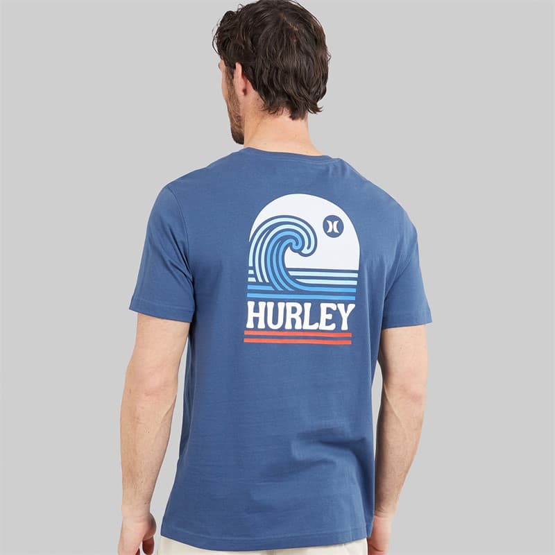 Hurley Heren surf golf grafisch T-shirt Industrial Blue - Afbeelding 3