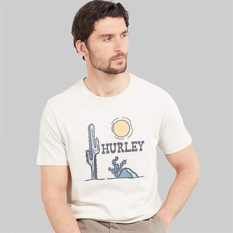 Hurley Heren Badlands Grafische T-shirt Ivory - Afbeelding 1