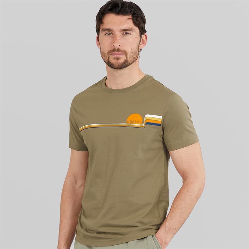 Hurley Heren Econolines Grafisch T-shirt Olive/Khaki - Afbeelding 1