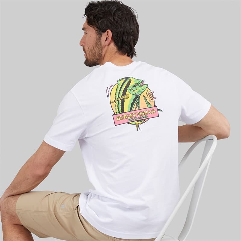 Hurley Heren Mahi Grafisch T-shirt wit Traditional - Afbeelding 1