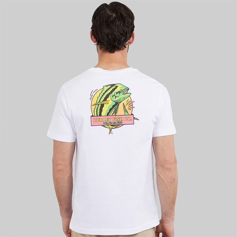 Hurley Heren Mahi Grafisch T-shirt wit Traditional - Afbeelding 3