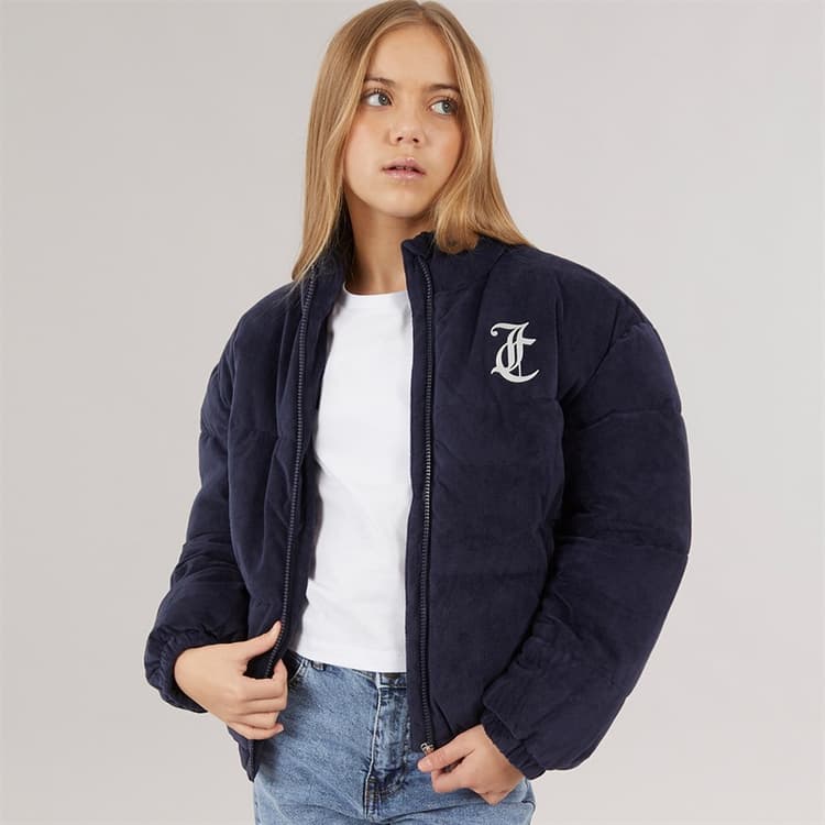 Juicy Couture Meisjes Fluwelen Pufferjas met Trechterhals Nachtelijke Hemel