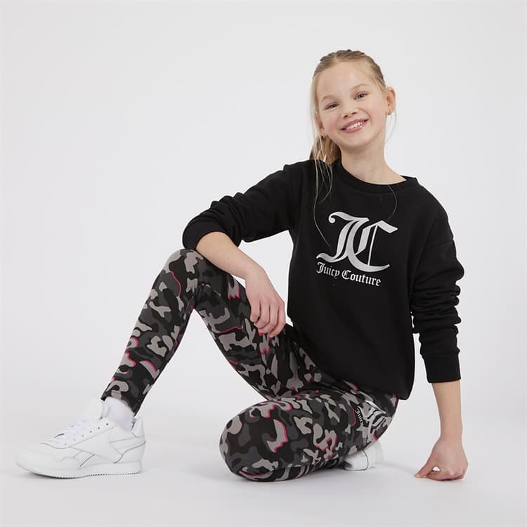 Juicy Couture Oversized trui met ronde hals Meisjes en broek met abstracte print - Trainingspakset zwart