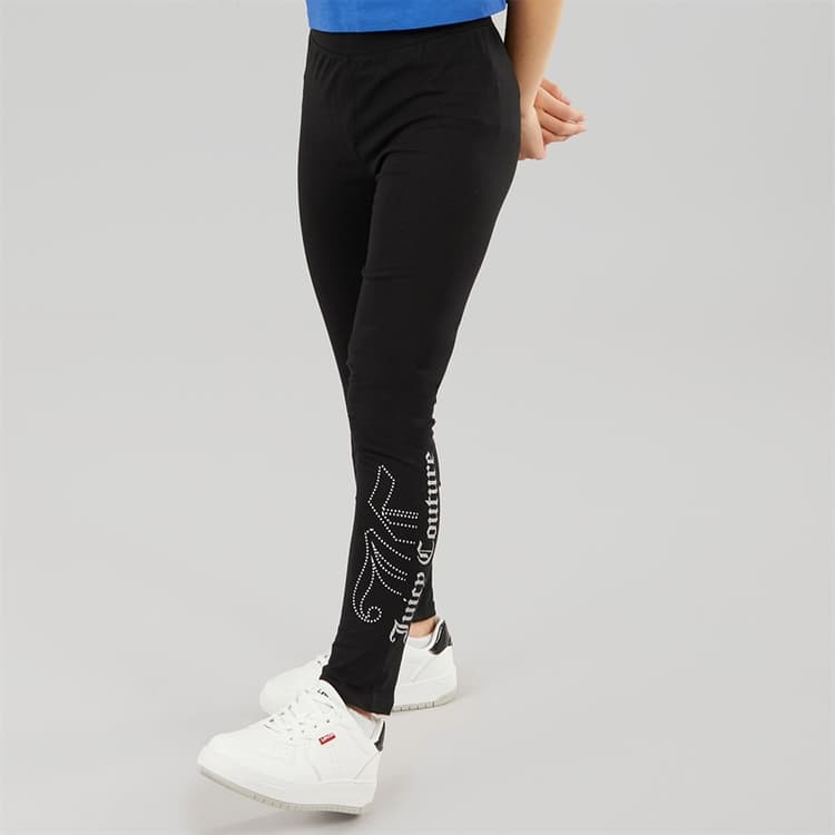 Juicy Couture Meisjes Glitter Gel Logo Legging Zwart