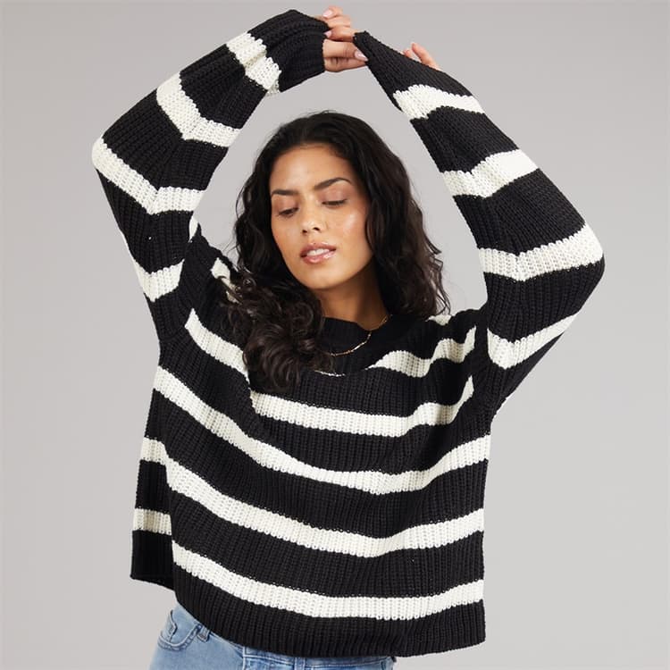 Jacqueline De Yong Dames Justy Streep Trui Zwart