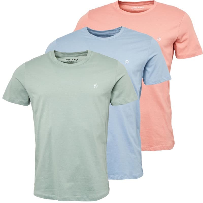 JACK & JONES Herenshirts JXJ Driepack Ashley Blauw/Rozet/Groen Milieu - Afbeelding 1