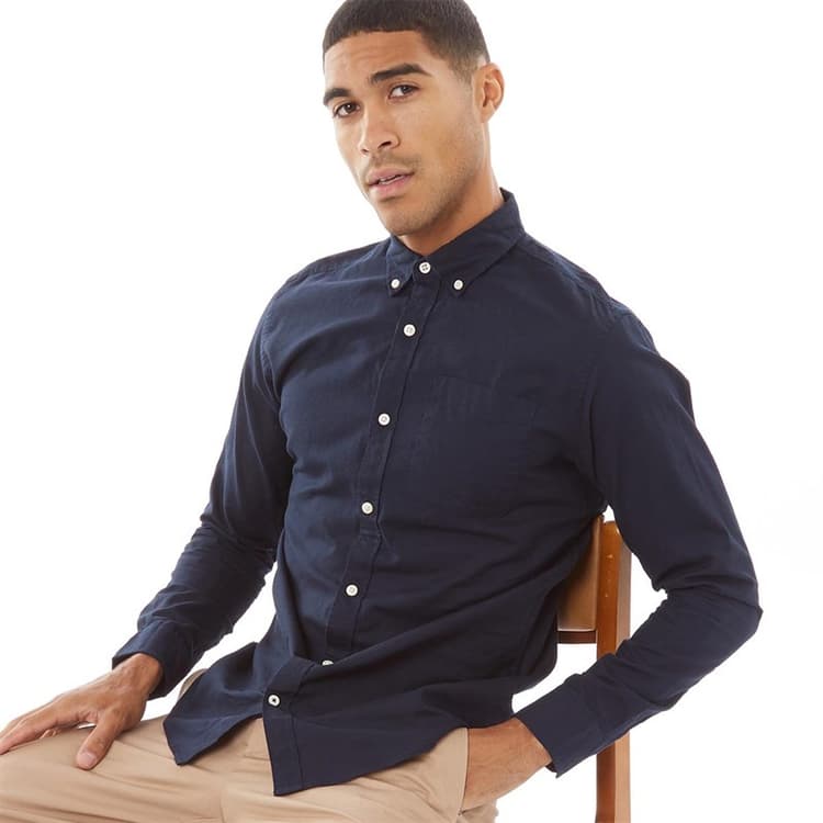 JACK & JONES Heren Oxford Overhemden met lange mouwen Marineblauw