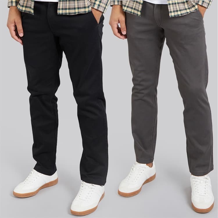 JACK & JONES Heren Bolton Dean AKM Chino Twee-Pack Donkergrijs/Zwart