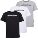 JACK & JONES Jongens Harry Driepack T-shirts Wit/Zwart/Grijs