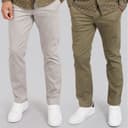 JACK & JONES Heren Bolton Dean AKM Set van 2 Chino's Geest Grijs/Olijf Nacht