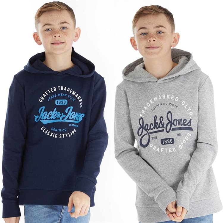 JACK & JONES Jongens Mikk Set van 2 Hoodies Donkerblauw/Lichtgrijs Melange