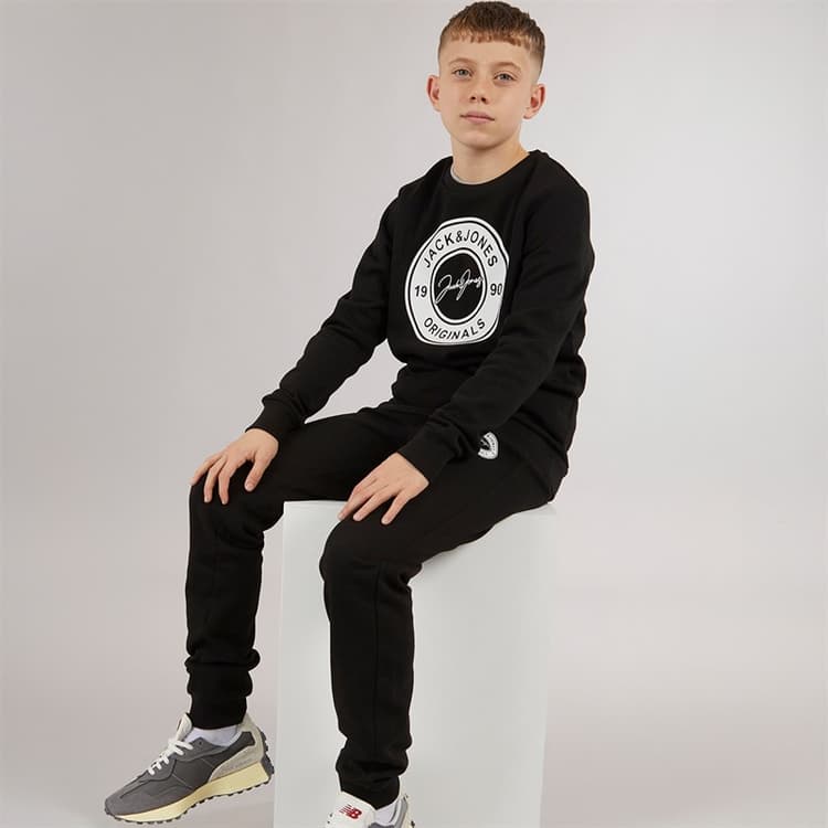 JACK & JONES Jongens Thomas Sweatshirt en Joggingbroek Trainingspak Zwart