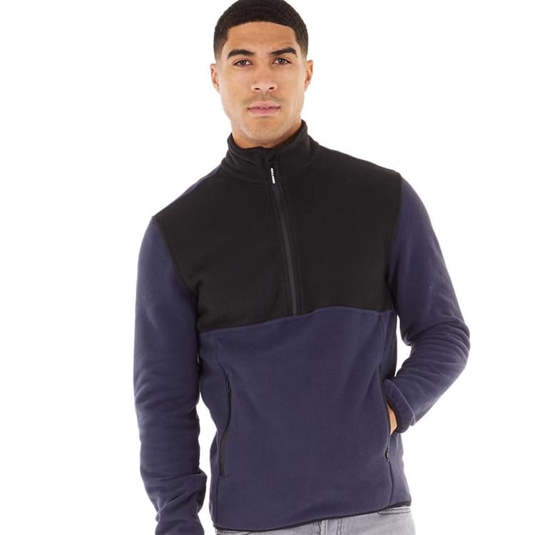 JACK & JONES Heren Fleece-Jacke mit Halbreißverschluss in Marineblau
