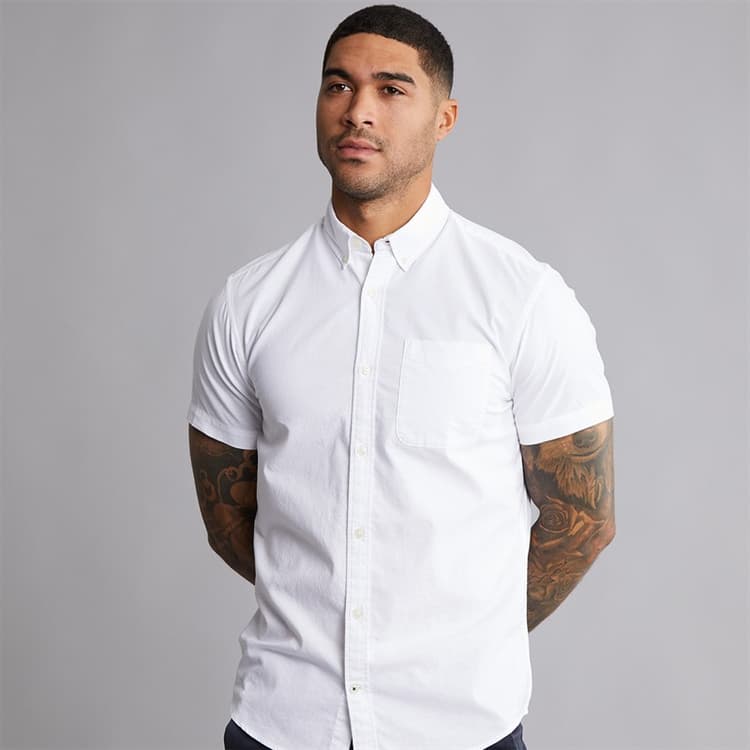 JACK & JONES Heren Classic Oxford Overhemden met korte mouwen Wit