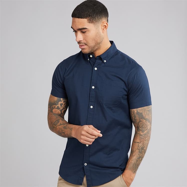 JACK & JONES Heren Klassiek Korte Mouw Oxford Shirt Marine Blazer
