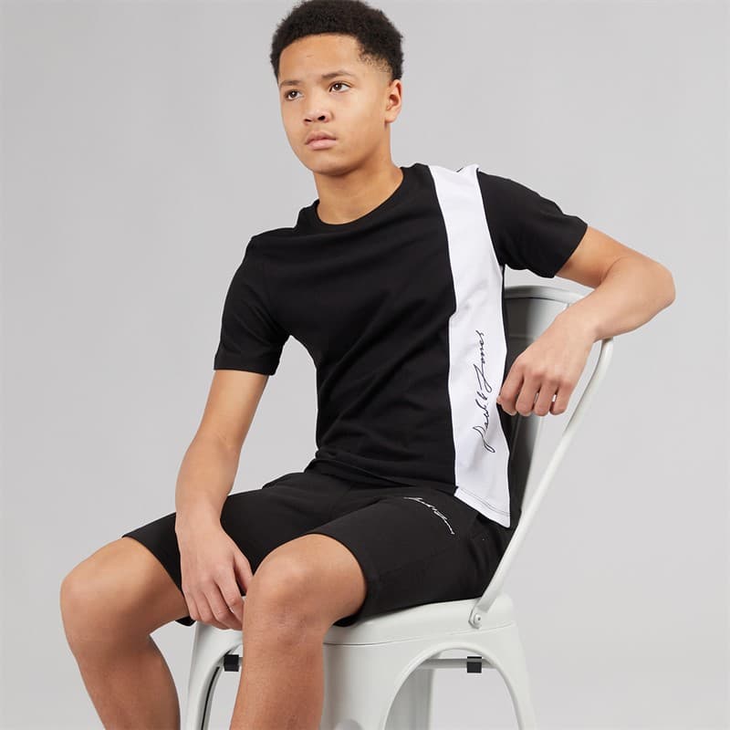 JACK & JONES Jongens Jax Blocking T-shirt en Shorts Set Zwart - Afbeelding 1