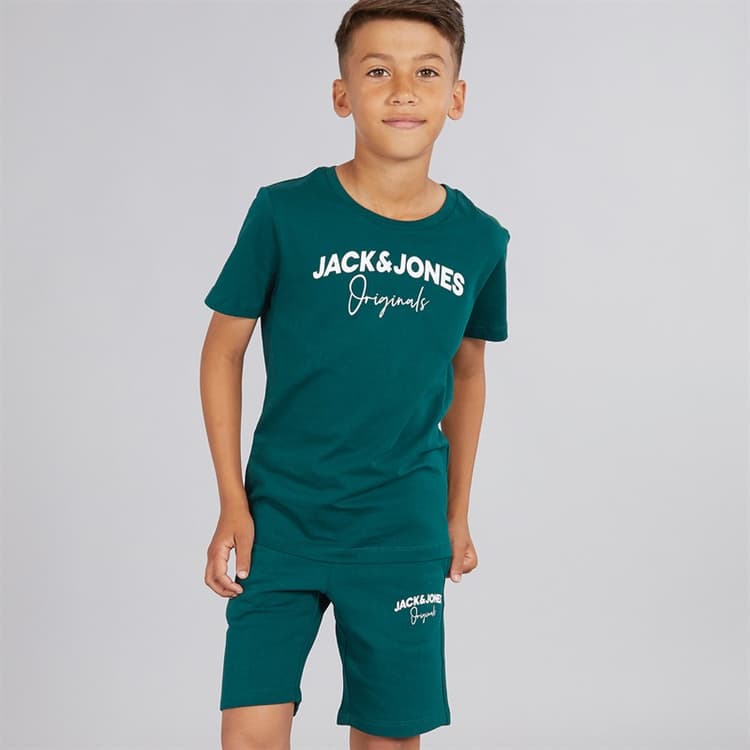 JACK & JONES Jongens Trend T-shirt en Shorts Set Diep Teal