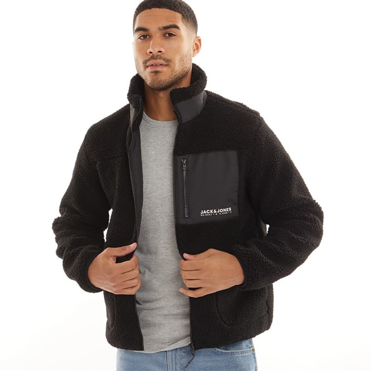 JACK & JONES Heren Vesterbro Teddyjas Zwart