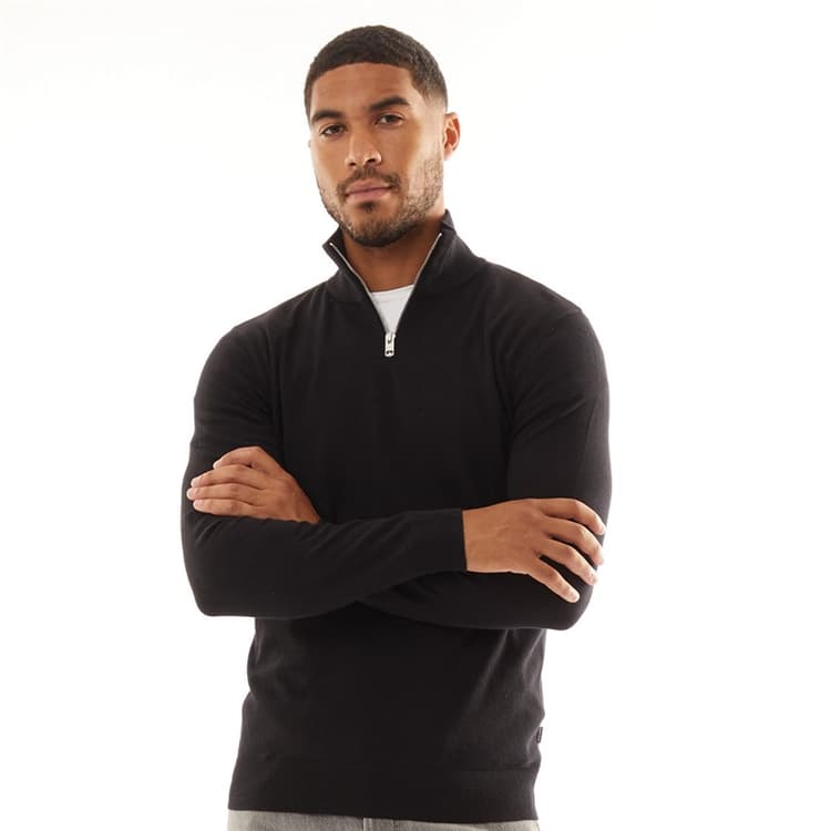 JACK & JONES Trui voor Heren Emil gebreid 1/2 Rits Zwart