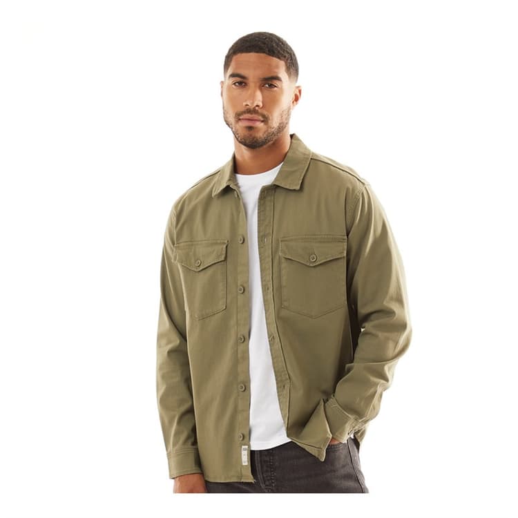 JACK & JONES Heren Dave Stretch Overshirt Stofkleurig Olijf