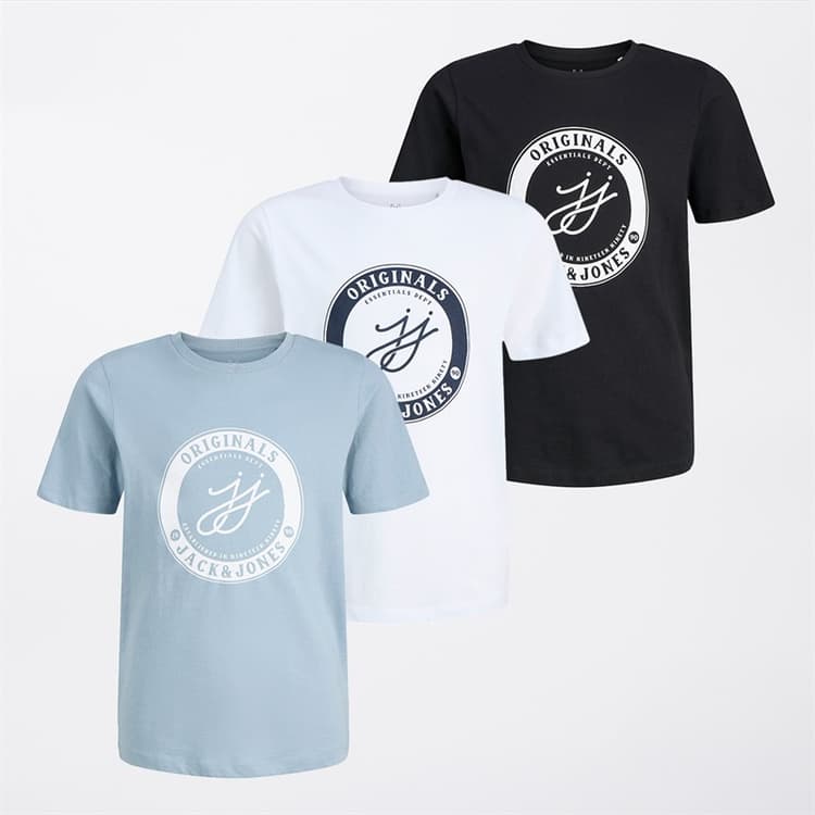 JACK & JONES Jongens Theo T-shirts Drie Pack Multi