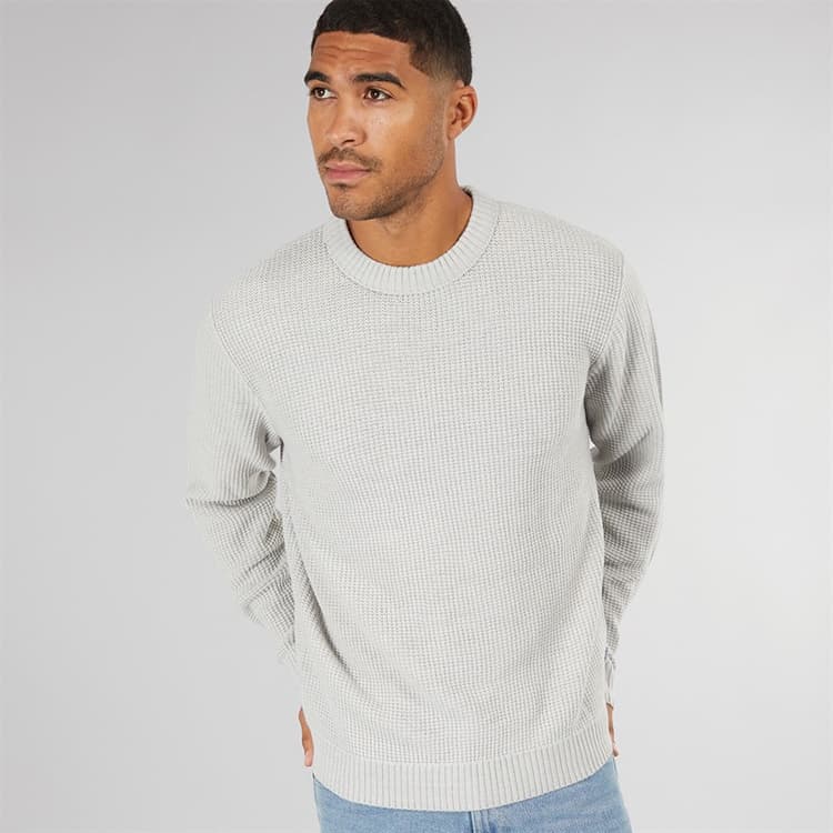 JACK & JONES Heren Rice Knit Trui Licht Grijs
