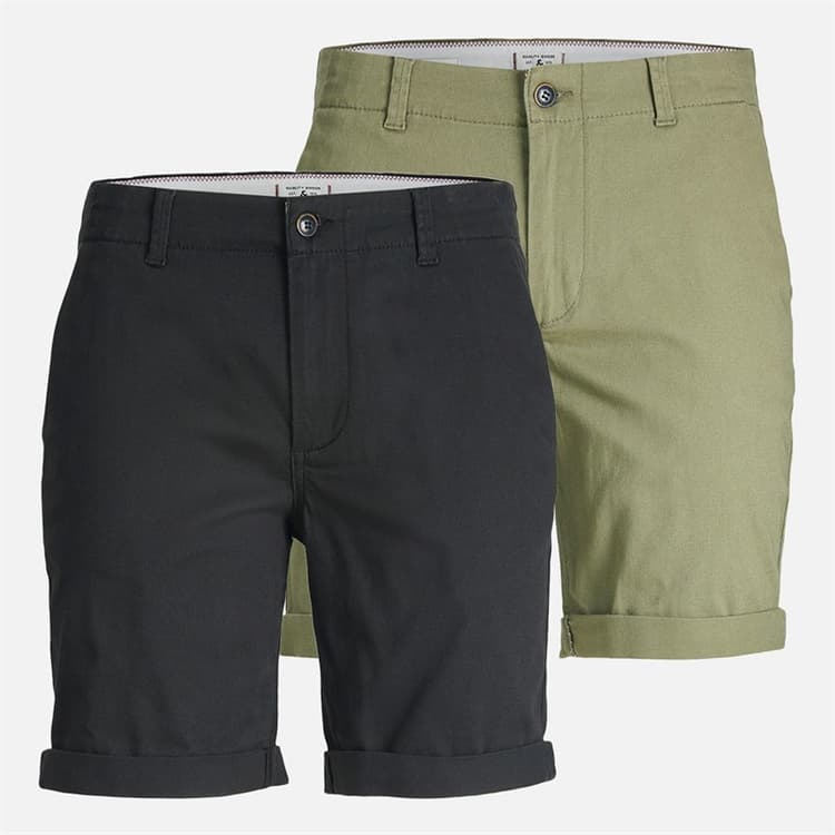 JACK & JONES Heren JJ Dave Set van 2 Chino Shorts Zwart / Diep Lichen Groen