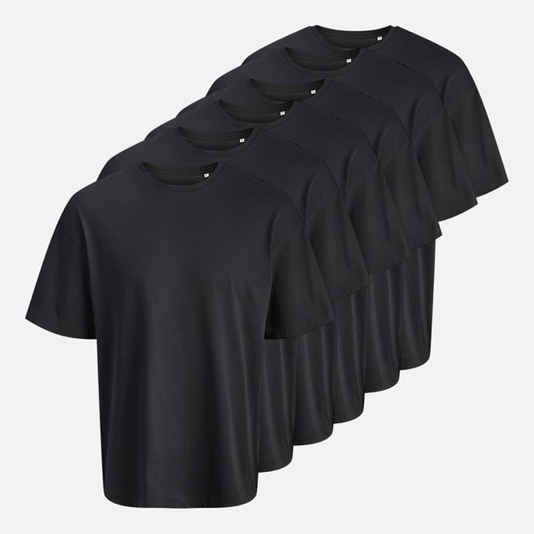 JACK & JONES Heren Gust Oversized Six Pack T-Shirts Zwart