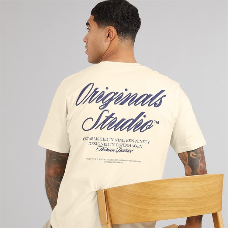 JACK & JONES Heren Norrebro Typo T-shirt Antiek Wit