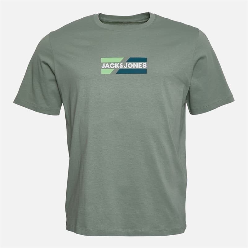 JACK & JONES Heren Slash Vijf Pack T-shirts Bright White/Zwart/Cashmere Blue/Iceberg Green/Glacier Grey - Afbeelding 3