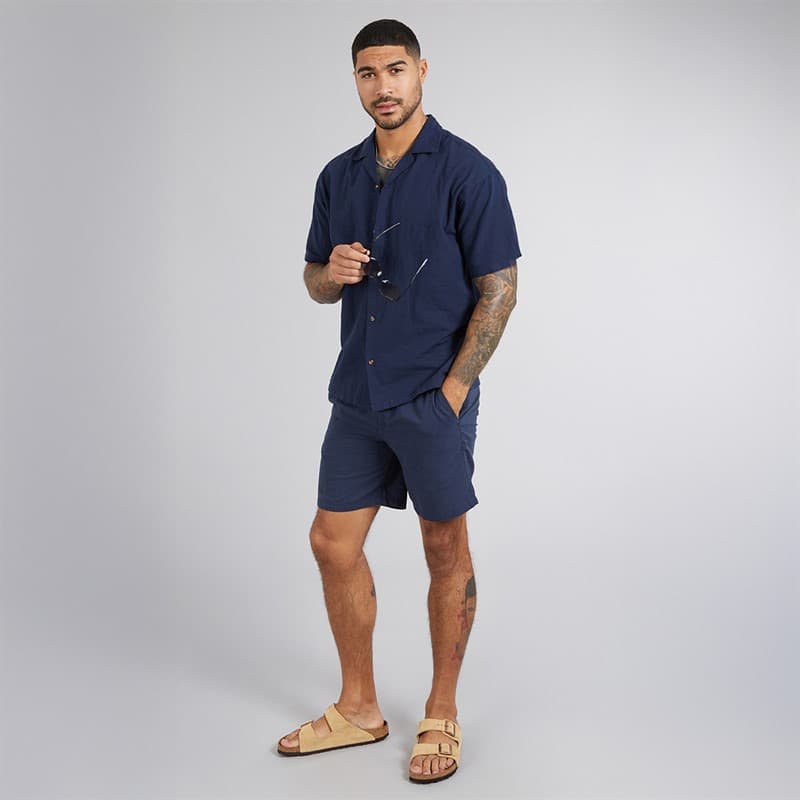 JACK & JONES Heren Jaiden Linnen Blend Shorts Navy Blazer - Afbeelding 3