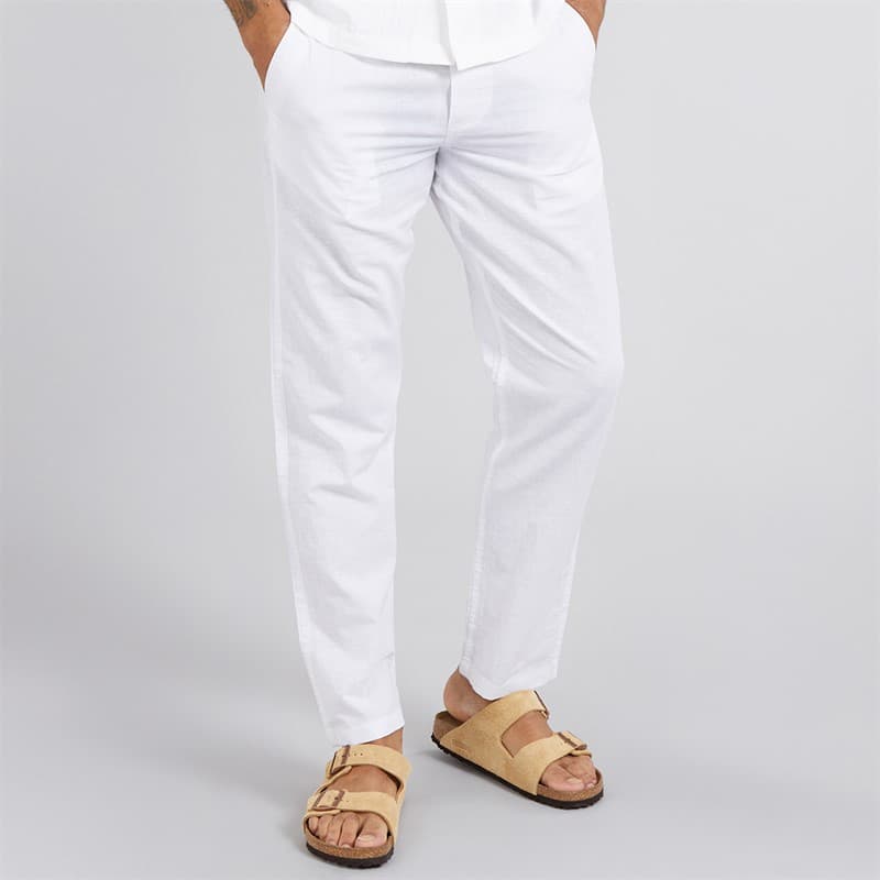 JACK & JONES Heren Kane Paros Linnenmix Broek Wit - Afbeelding 1