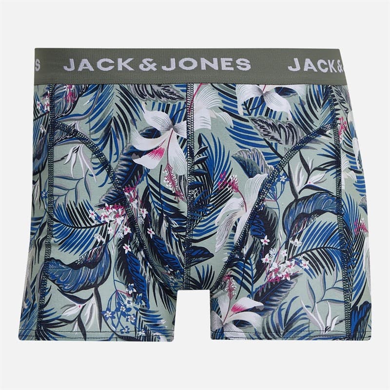 JACK & JONES Heren Brady Flower Drie Pack Onderbroeken Sky Captain/Iceberg Green/Zwart - Afbeelding 3