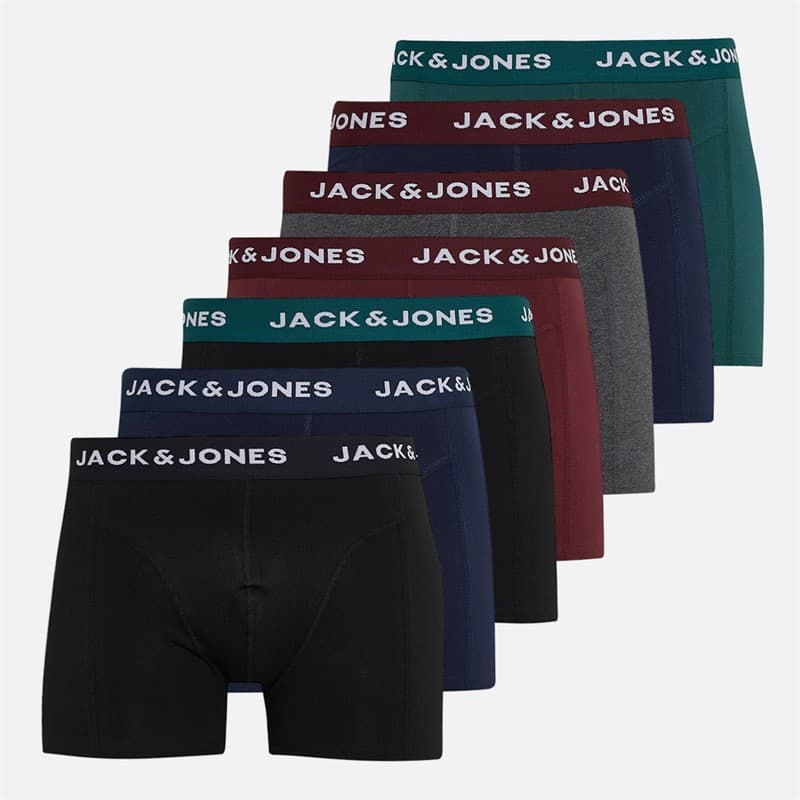 JACK & JONES Heren Chris Effen Set van 7 Boxershorts Navy Blazer/Navy Blazer/Zwart/Zwart/Port Royale/Dgm/Sea Moss - Afbeelding 1