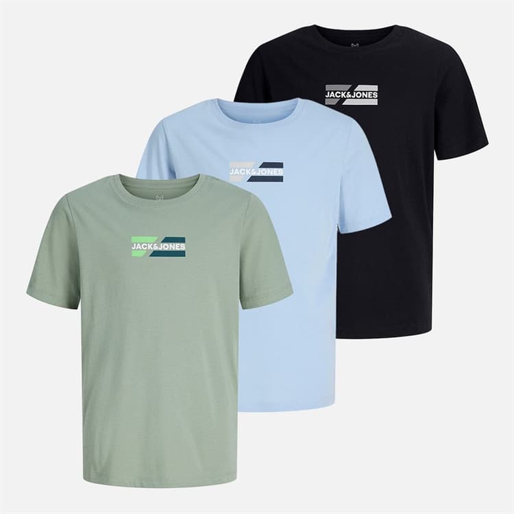 JACK & JONES Jongens Corp Drie Pack T-Shirts Cashmere Blue