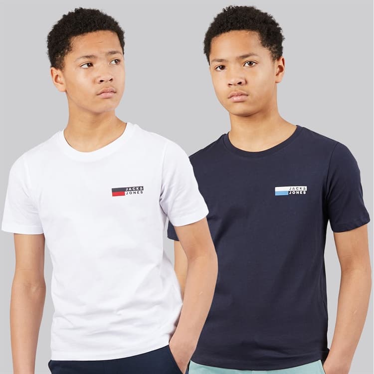 JACK & JONES Jongens Corp Play1 Set van 2 T shirts Navy Blazer