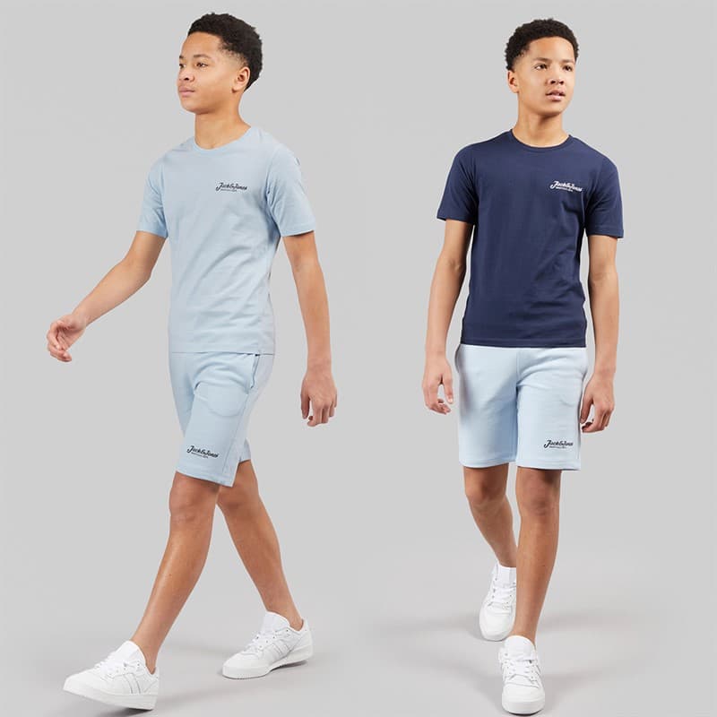 JACK & JONES Jongens Beau 2 Pack T-shirts en Shorts Set Cashmere Blue - Afbeelding 1