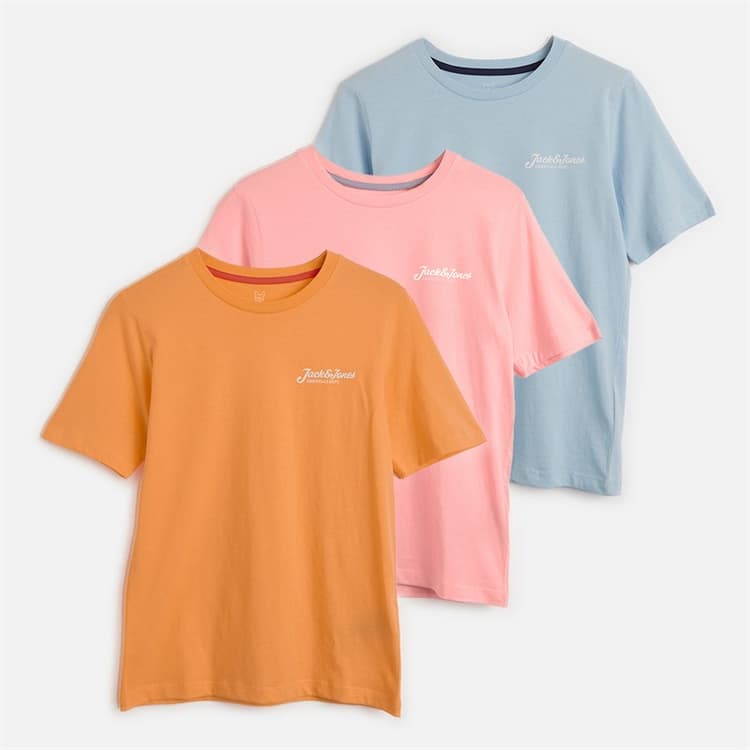 JACK & JONES Jongens Beau Drie Pack T-shirts Quartz Pink