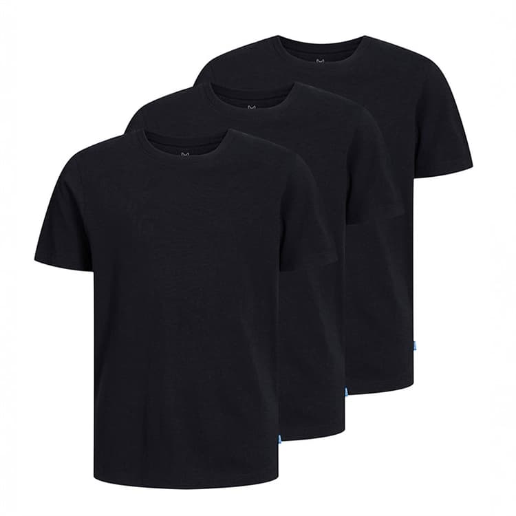 JACK & JONES Jongens biologisch katoen Set van 3 t-shirts Zwart