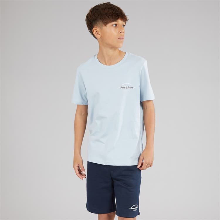 JACK & JONES Jongens Brandon T-shirt en short set Celestial Blue
